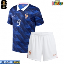 Frankreich Marcus Thuram #9 Heimtrikotsatz Kinder EM 2024 Kurzarm (+ Kurze Hosen)